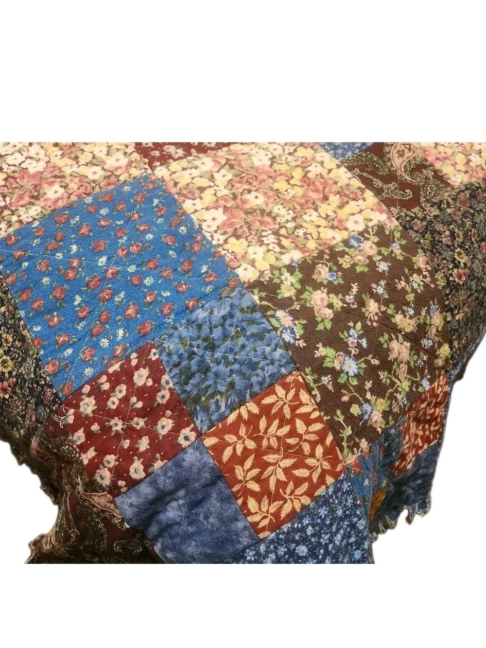 Reversible Patchwork Rag Quilt Throw Blanket 61